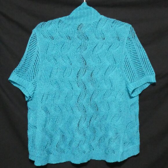 LAUREN MICHELLE | large | Turquoise Knit Short Sleeve Cardigan / Shrug | NWOT - Picture 2 of 16